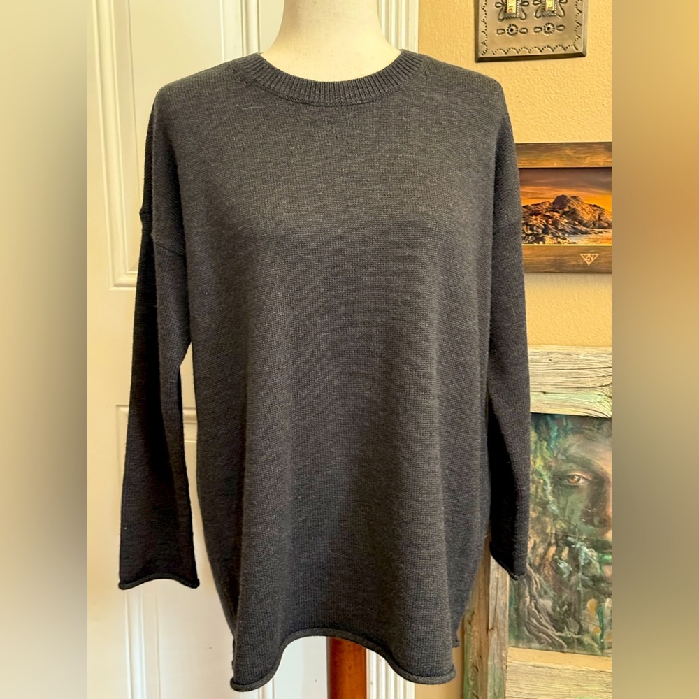 Eileen Fisher Women's XS Merino Wool Soft Warm Sweater Charcoal Lagenlook NWOT